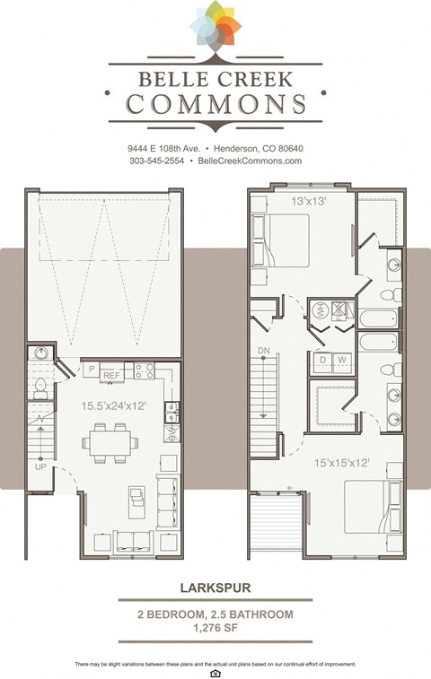 Larkspur Floorplan with 1276 square feet at Belle Creek Commons, Henderson